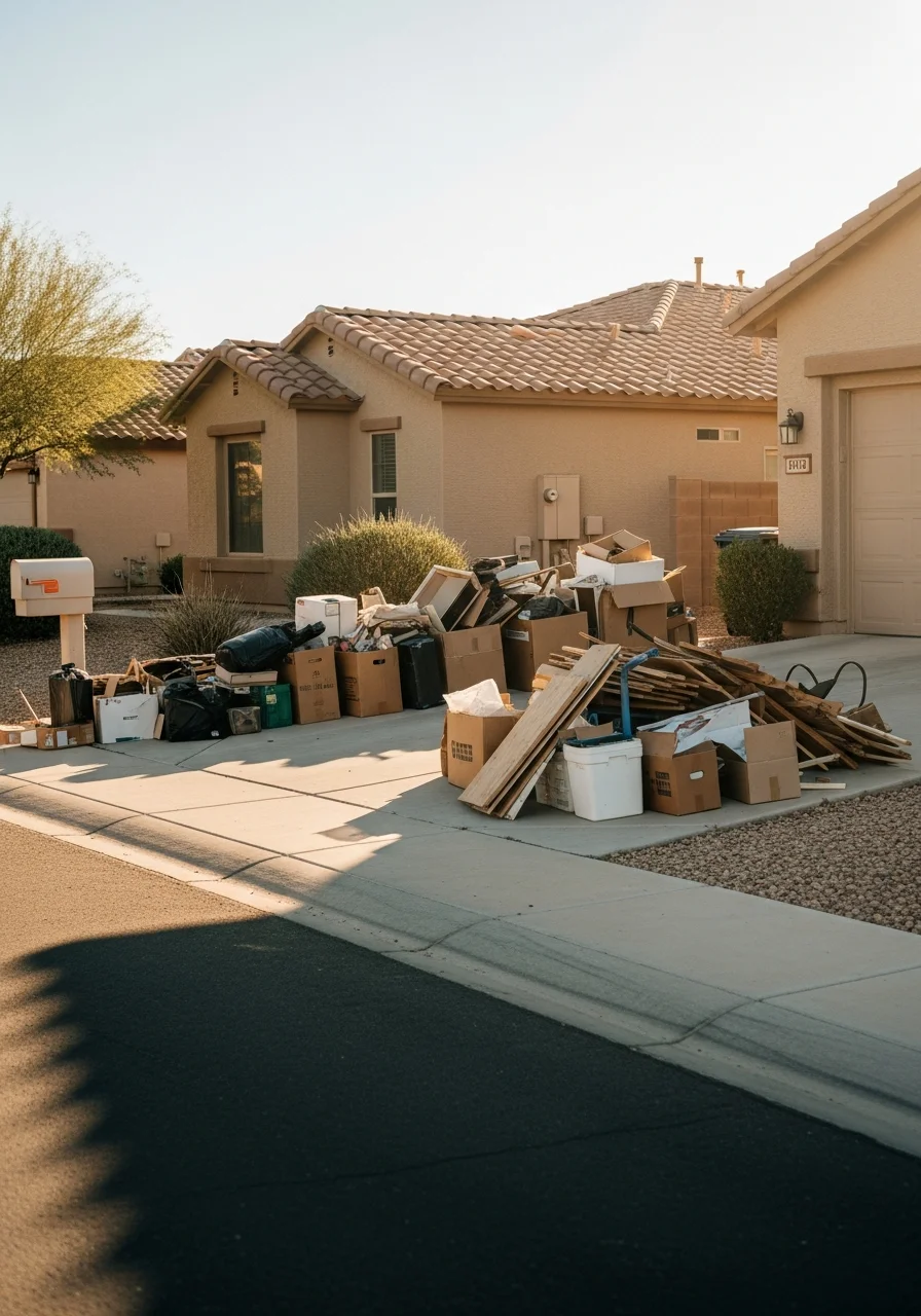 Peoria homeowner and crew member reviewing completed residential project.